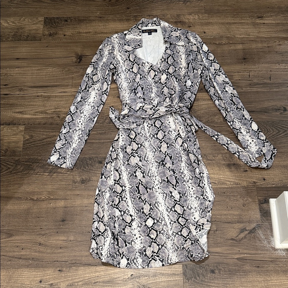 Brooks Brothers Snakeskin Patterned Wrap Dress